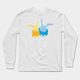 Pair of Blue and Gold Bunnies Long Sleeve T-Shirt